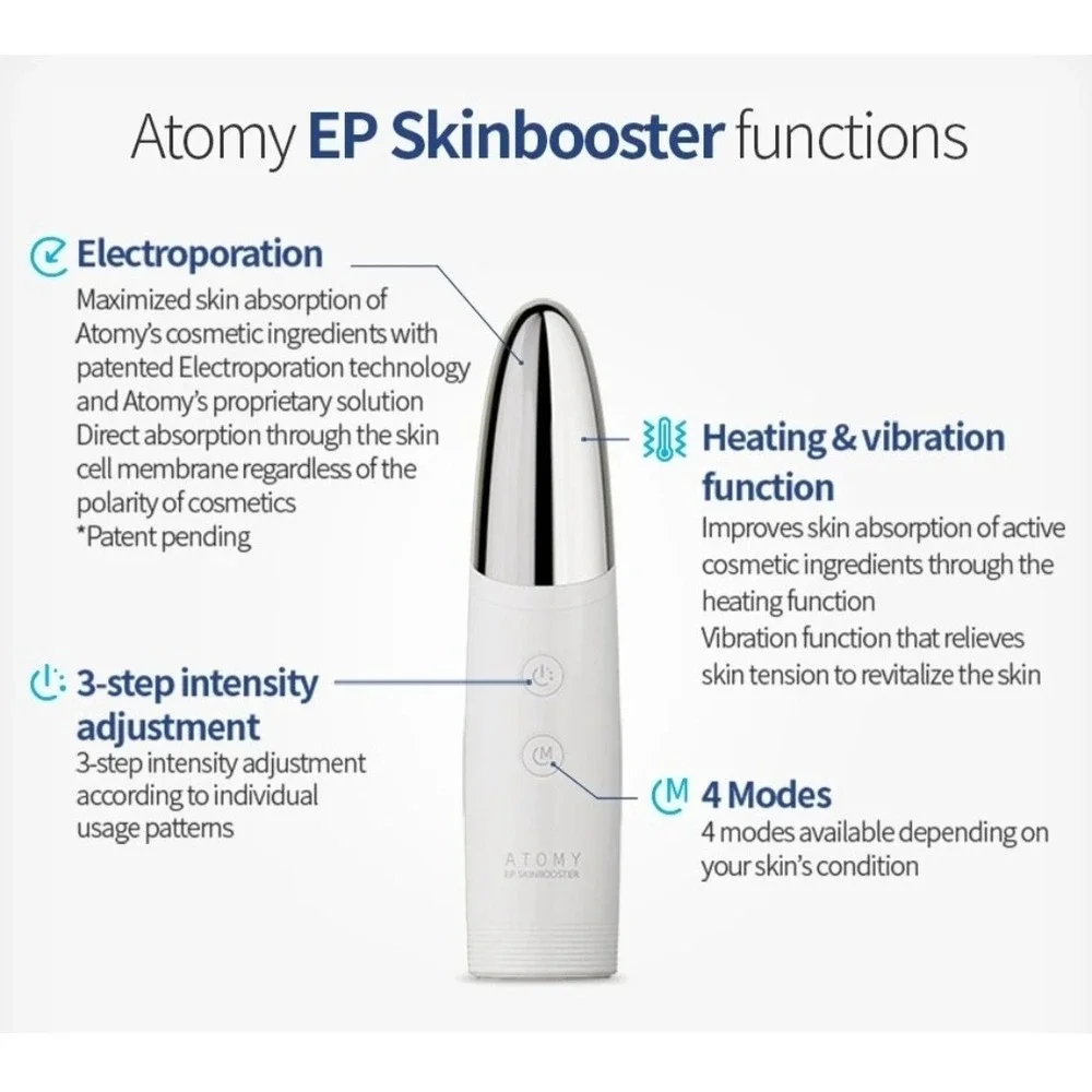 Atomy Korea EPSkinbooster FacialDevice White Silver ElectroporationSkincare Tech